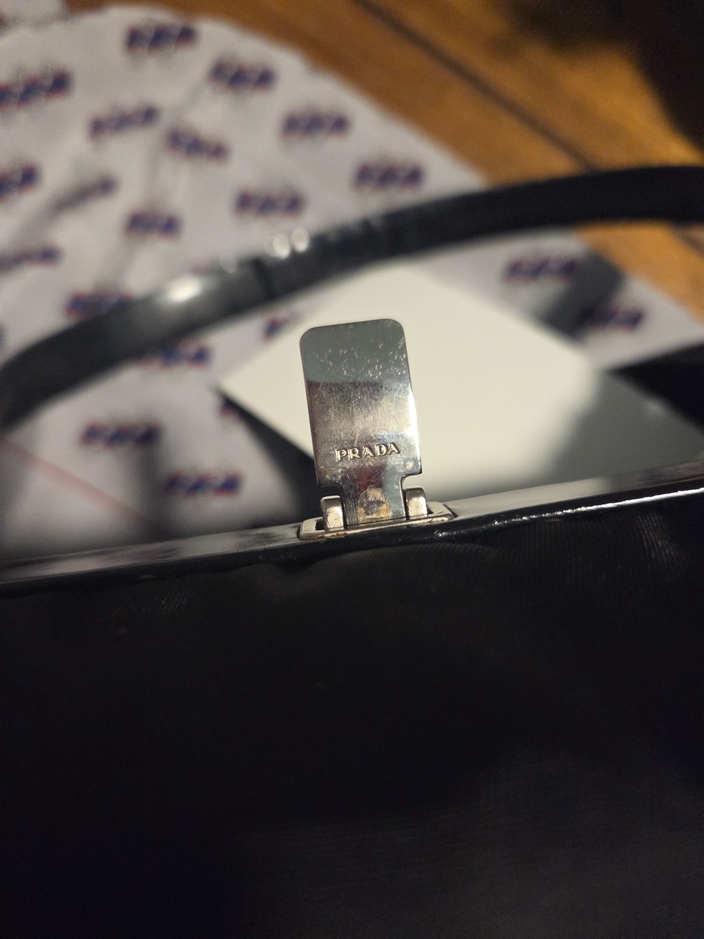 Prada Black Shoulder Bag with Glossy Trim - Picture 5 of 15